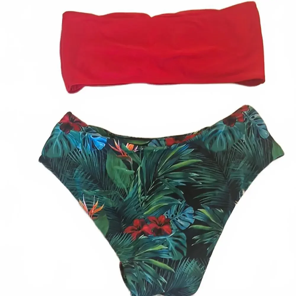 Tropical Print High-Waisted Bikini Set NWOT - Picture 8 of 8